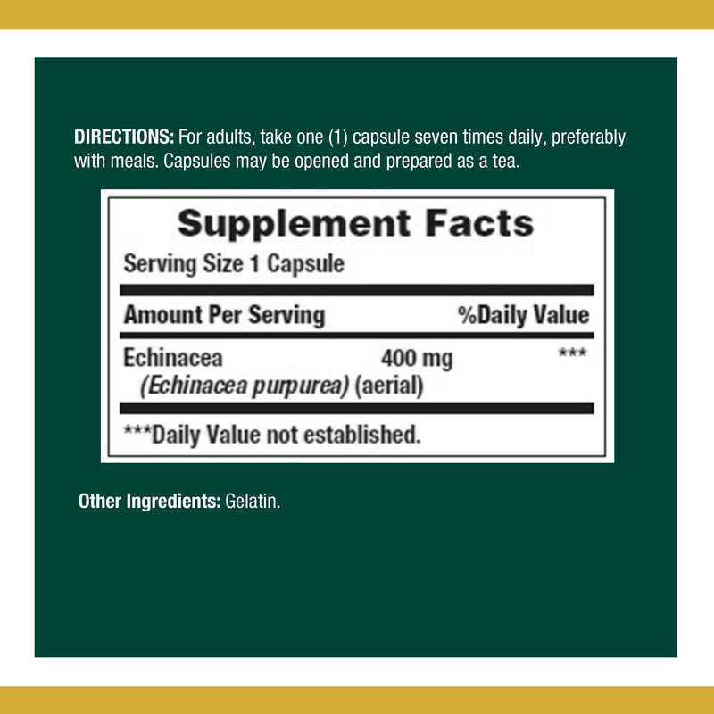 [Australia] - Echinacea by Nature's Bounty, Herbal Supplement, Supports Immune Health, 400mg, 100 Capsules 