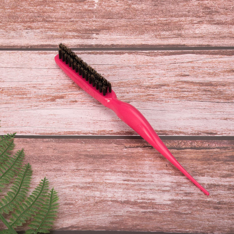 [Australia] - Euvoym 1 Piece Hot Pink Hair Teasing Brush Boar Bristle Hair Brush for Volume Hair Scalp Massage (Pink) 