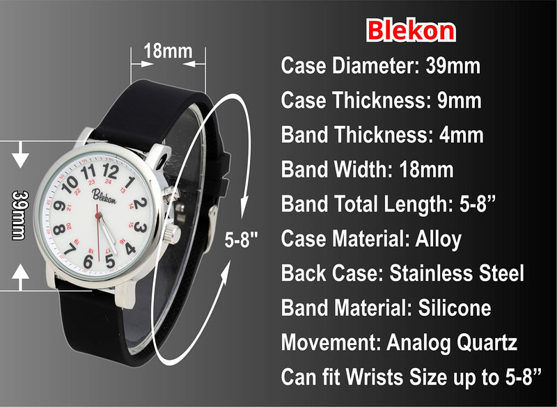 [Australia] - Blekon Original Nurse Watch - Medical Scrub Colors, Easy Read Light Up Dial, Second Hand, Water Resistant Watch BLACK 