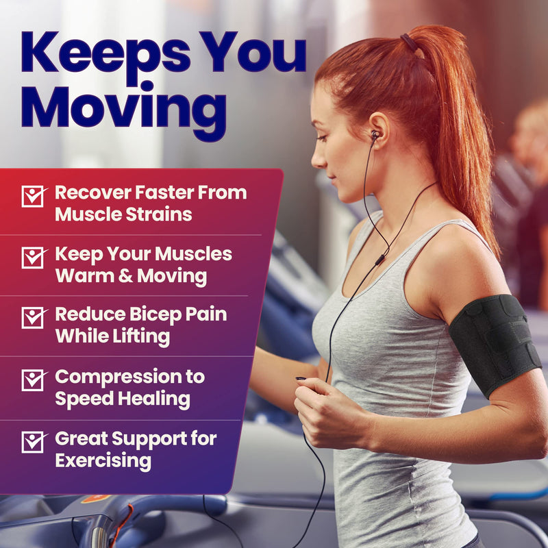 [Australia] - Bicep Tendonitis Brace Compression Sleeve - Triceps & Biceps Muscle Support For Upper Arm Tendonitis Pain Relief Or Bicep Strains (Bicep 11 to 16") L 