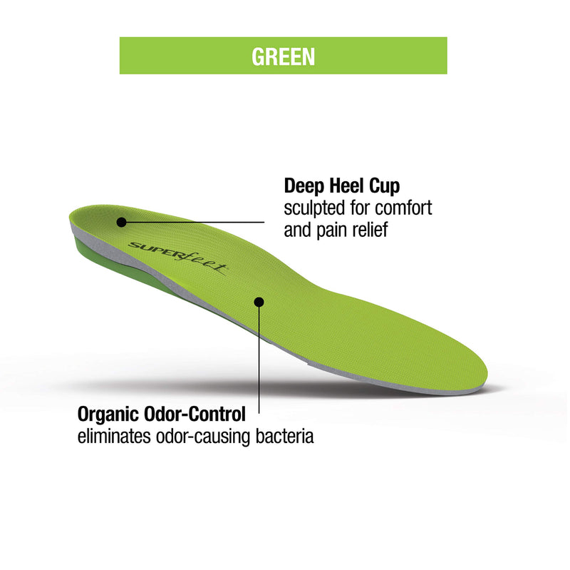 [Australia] - Superfeet GREEN Insoles, Professional-Grade High Arch Support, Orthotic Shoe Inserts for Maximum Support, Unisex, Green 2.5-5 Men / 4.5-6 Women 
