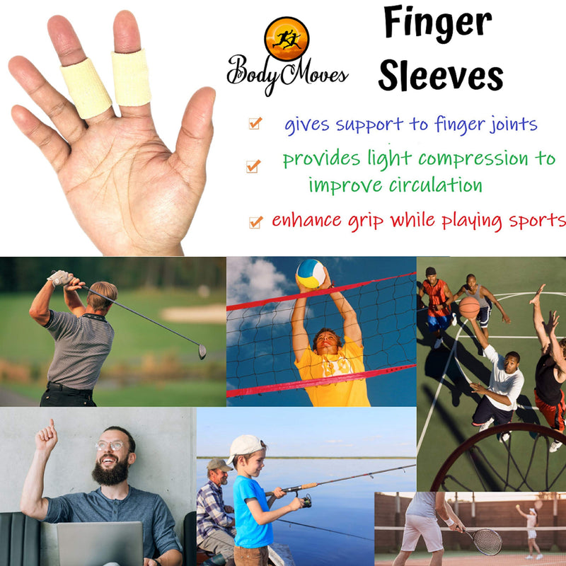 [Australia] - BodyMoves 2 Double Sided Solid Support Finger Splints Plus 2 Sleeves 2020 Edition(Desert Sand) Desert Sand 