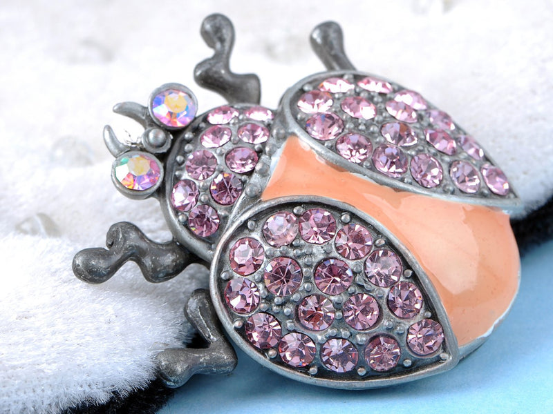 [Australia] - Alilang Fun Rose Pink Crystal Rhinestone Ladybug Insect Jewelry Pin Brooch 