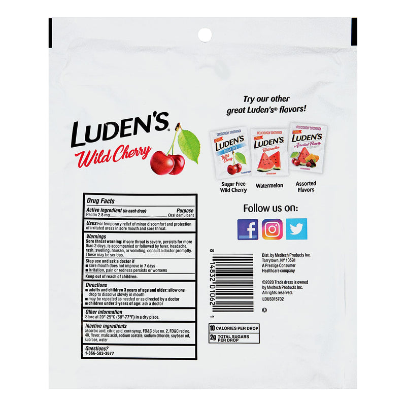 [Australia] - Ludens Deliciously Soothing Throat Drops, Wild Cherry Flavor, 90 Count 