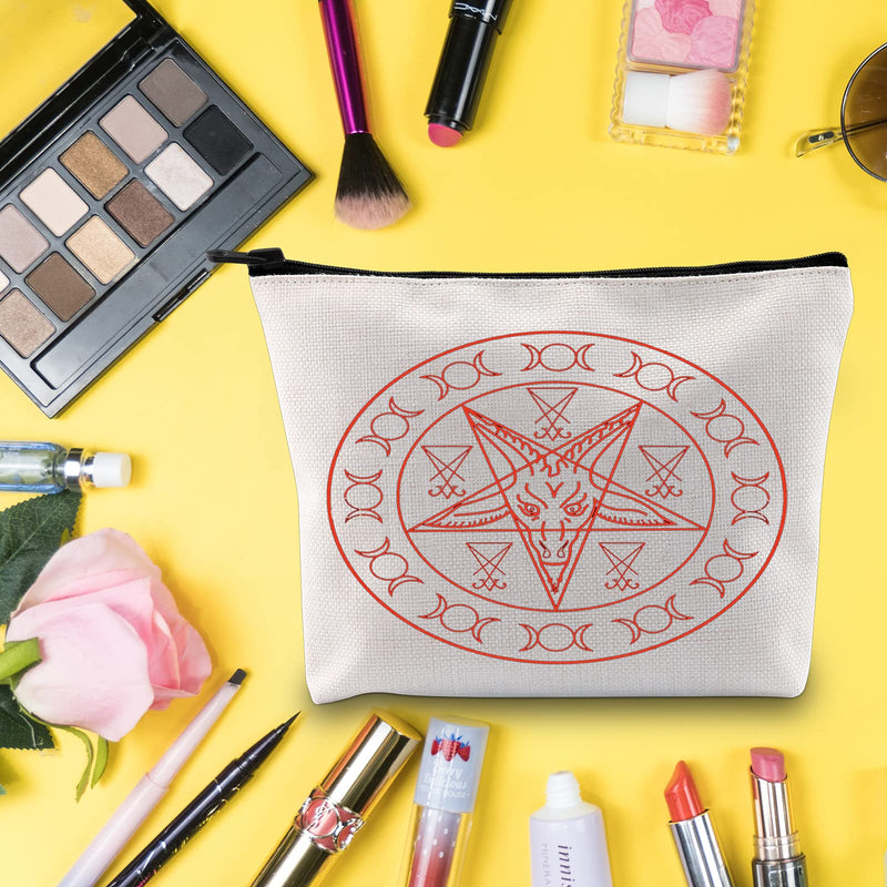 [Australia] - LEVLO Sigil of Baphomet and Lucifer Cosmetic Make Up Bag Baphomet and Lucifer Lover Gift For Family Friend, Lucifer Bag, 