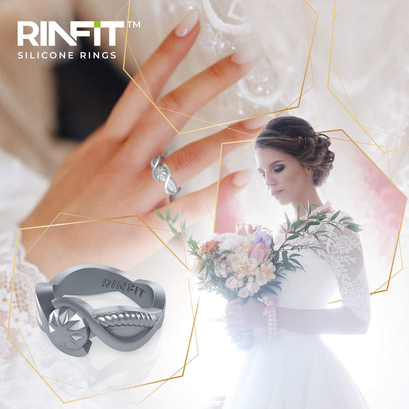 [Australia] - Rinfit Silicone Wedding Rings for Women. Round Diamond Collection. Designed & Soft Women's Rubber Engagement Bands. U.S. Design Patent Pending. Black 4 