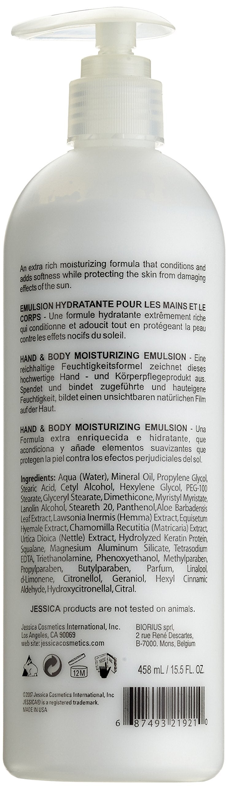[Australia] - JESSICA Hand and Body Moisturising Emulsion 458 ml 458 ml (Pack of 1) 