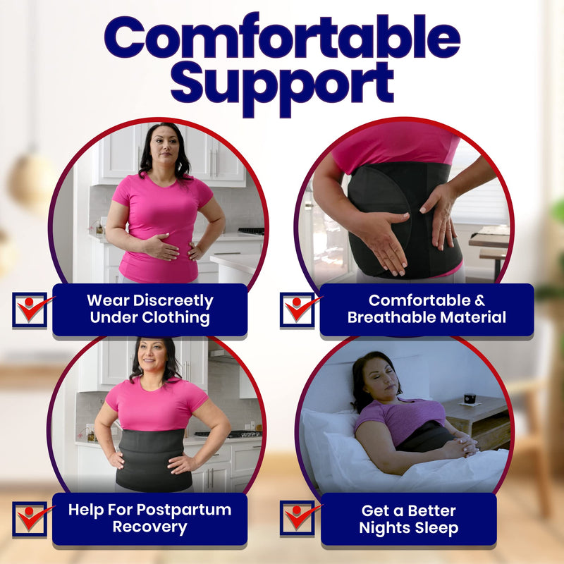 [Australia] - Wide Abdominal Binder Belly Wrap – Plus Size Postpartum Tummy Tuck Belt Provides Slimming Bariatric Stomach Compression or to Help Hernia or Post Surgery Healing & Support (LAR XL Stomach 36” to 46”) L/XL (36" to 46") 