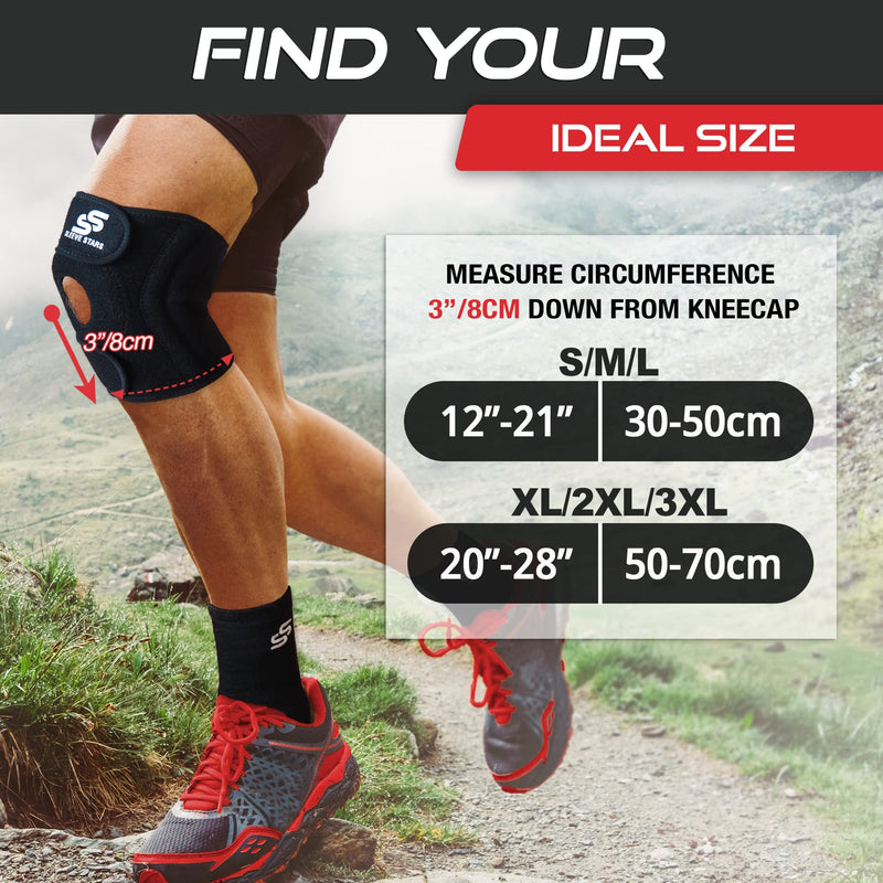 [Australia] - Sleeve Stars Knee Brace & Knee Support for Women & Men, Knee Braces for Knee Pain, Knee Protection Exercise for Working Out, LCL, MCL, ACL, Meniscus Tear, Patellar Tendon Stabilizer Knee Compression (S-3XL) S/M/L: 12"-21" 