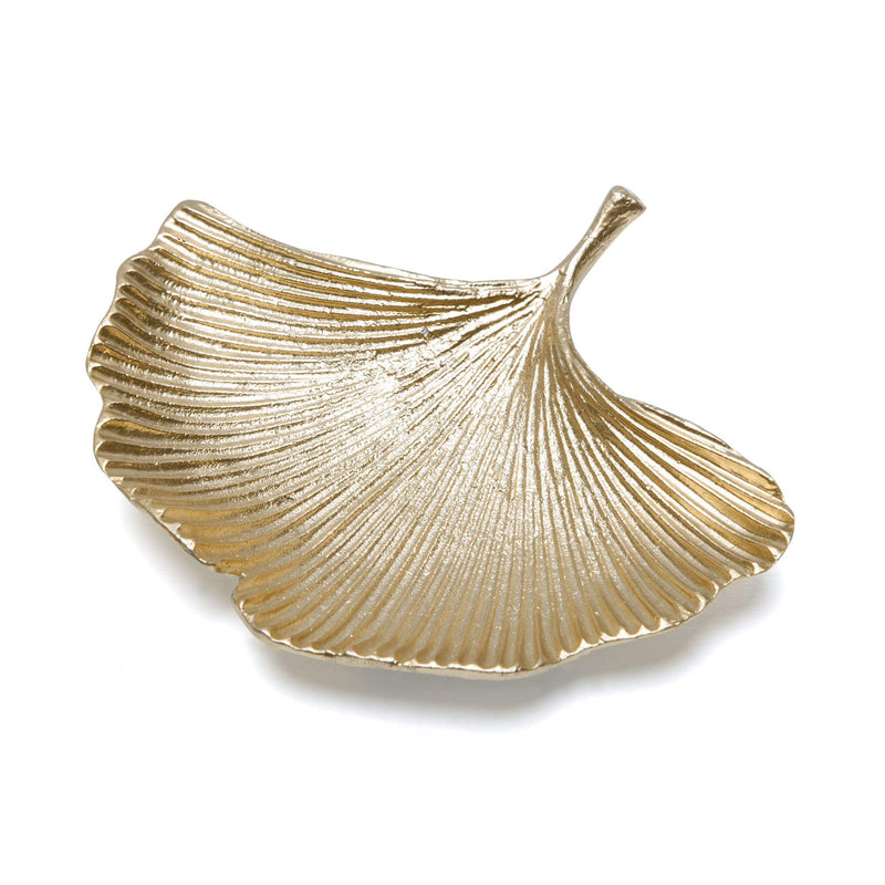 [Australia] - NIKKY HOME Gold Ginkgo Leaf Ring Holder Dish Jewelry Tray Trinket Tray Shabby Chic Pewter Display - 4.4" 