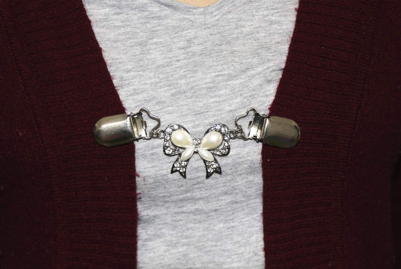 [Australia] - Sweater Clip,Stylish Pearl, Cardigan Collar Clip Butterfly 