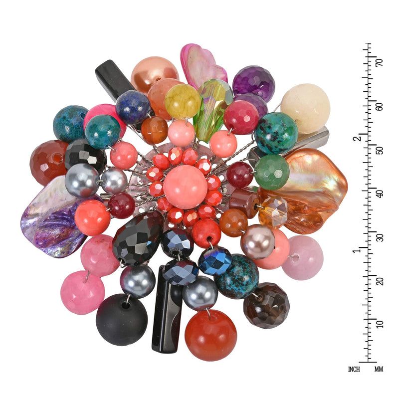 [Australia] - AeraVida Multicolor Fusion Mix Stone Floral Pin or Brooch 