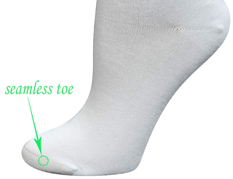 [Australia] - Yomandamor Womens Bamboo Diabetic Crew Socks With Seamless Toe,6 Pairs Size 9-11 6 Pairs Solidwhite 