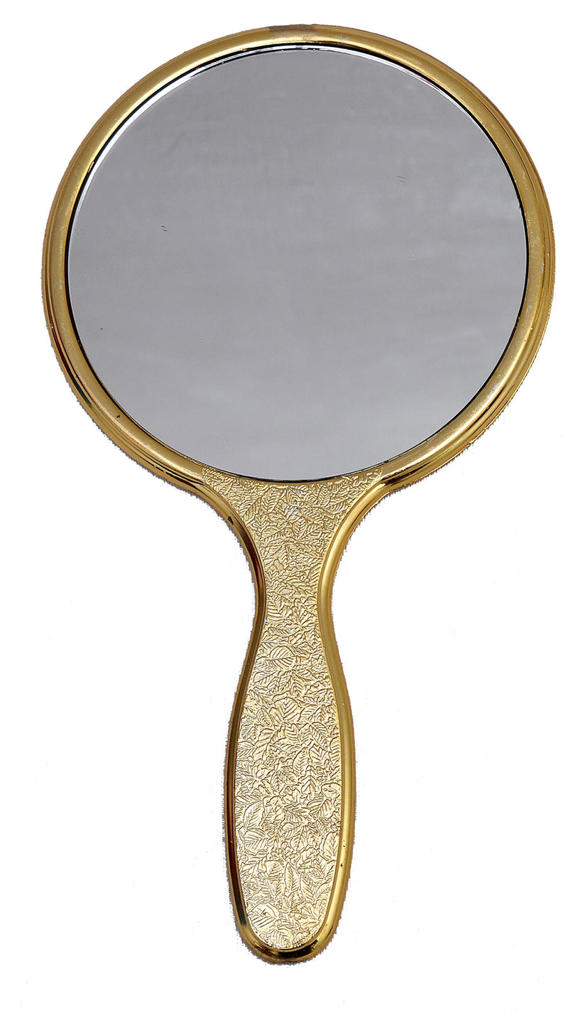 [Australia] - Garden Of Arts Golden Handheld Salon Barbers Hairdressers Mirror with Large Grip Handle 