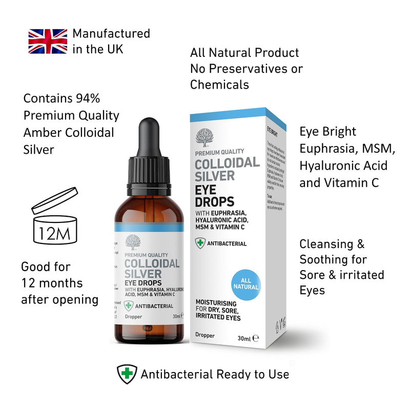 [Australia] - Nature's Greatest Secret Premium Quality Antibacterial Eye Drops with Colloidal Silver, Euphrasia, Hyaluronic Acid, MSM & Vitamin C 30ml 