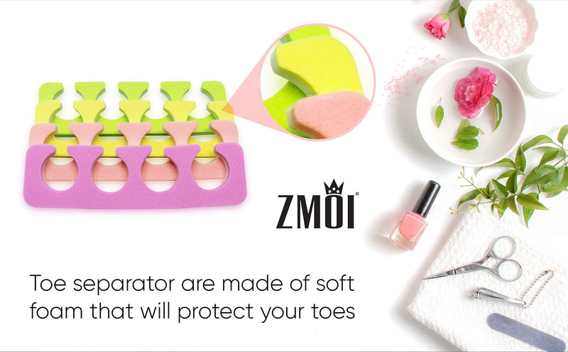 [Australia] - ZMOI 120 PCS Premium Pedicure Toe Separators - Soft & Durable Bulk Salon Pedicure Accessories - 4 Colors 