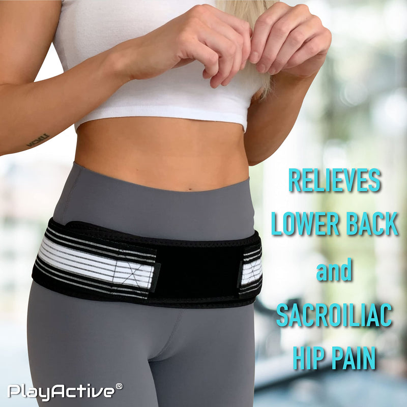 [Australia] - PlayActive Sacroiliac SI Joint Hip Belt - Lower Back Support Brace for Men and Women - Hip Braces for Hip Pain - Pelvic Support Belt - Trochanter Belt - Sciatica Pelvis Lumbar Pain Relief (Regular) REGULAR (Hip Size 30 - 47 inch) 