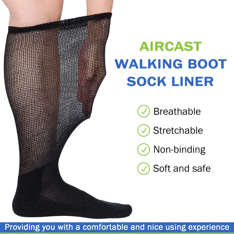 [Australia] - 4 Packs High-Top Orthopedics Tube Socks for Fracture Boot Cast Replacement Socks Liner for Air Cam Walkers Boots Surgical Leg Cover 2BLK/2WHI 10-13 