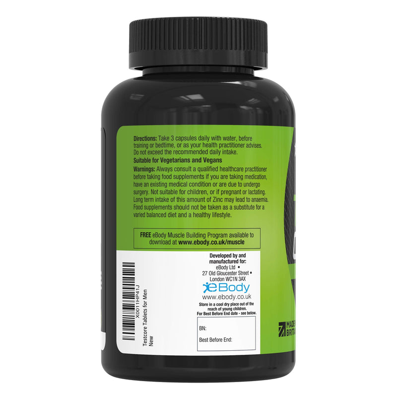 [Australia] - Testcore Testosterone Boosters for Men contains Zinc which Contributes to the Maintenance of Normal Testosterone Levels (180 Vegetarian Capsules) 