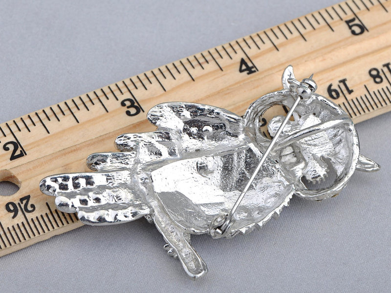 [Australia] - Alilang Antique Multicolored Crystal Rhinestone Perched Little Owl Branch Pin Brooch Silver 