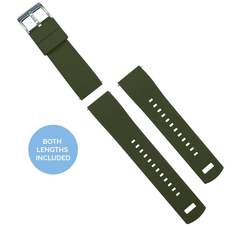 [Australia] - Barton Elite Silicone Watch Bands - Quick Release - Choose Color - 18mm, 19mm, 20mm, 21mm, 22mm, 23mm & 24mm Watch Straps Army Green Top / Black Bottom 
