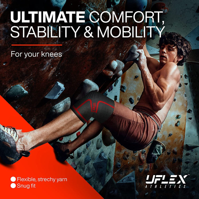 [Australia] - Uflex Athletics (Medium) Knee Compression Sleeve Support for Running, Jogging, Sports, Joint Pain Relief, Arthritis and Injury Recovery-Single Wrap Red M 