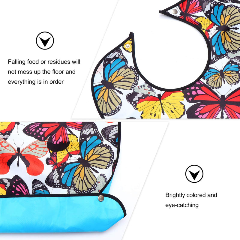 [Australia] - EXCEART Adult Bibs Washable Reusable Waterproof Clothing Protector with Crumb Catcher Apron for Senior Men Elderly Women As Shown 1 