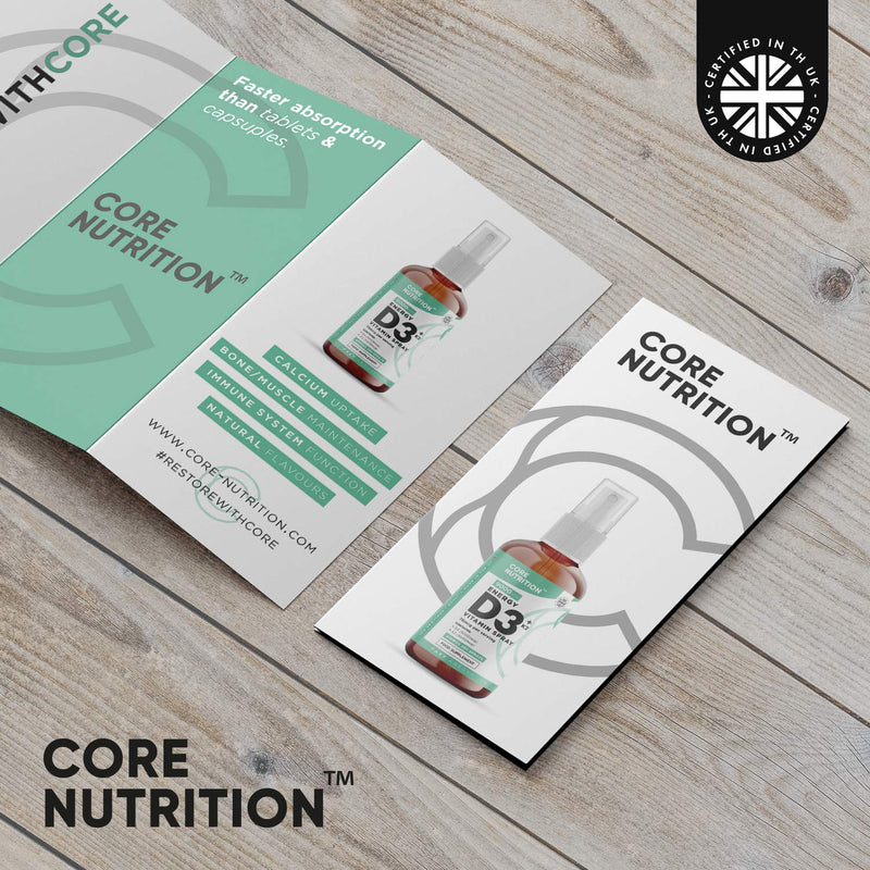 [Australia] - Core Vitamin D3 K2 Spray | 2000iu (50mcg) Vitamin D3 + 25mcg Vitamin K2 (MK7) High Strength | 60ml for 120 Day Supply | 100% Vegan | Natural Orange Vitamin D Spray by Core Nutrition 