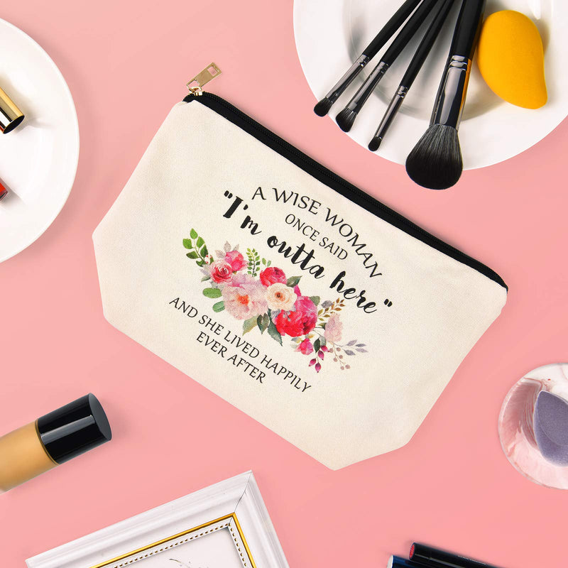 [Australia] - Retirement Gifts for Women - I'm Outta Here - Cosmetic Bags Funny Makeup Bag Goodbye Gifts for Women Nurse Coworkers Work Bff Bestie Boss Doctor Teacher Friends Her White 