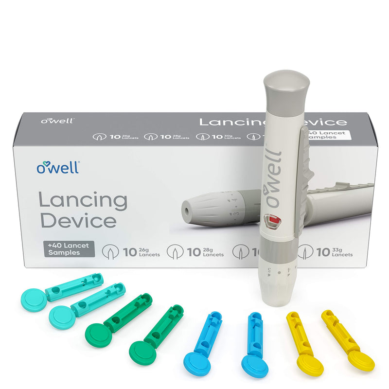 [Australia] - O'WELL Lancing Device Kit + 100 O'WELL Sterile Twist Top Lancets, 30 Gauge (for Regular-Thinner Skin) 