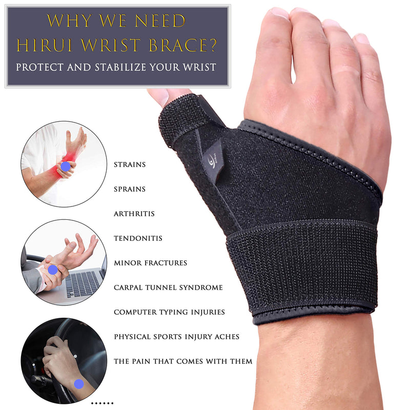 [Australia] - HiRui Wrist Brace Thumb Brace, Wrist Support Thumb Spica Splint for Men Women Kids, Wrist/Hands/Thumb Stabilizer for Sprains, Arthritis, Tendonitis, Carpal Tunnel, Pain Relief, Recovery - Adjustable (Right Hand - One Size) Right Hand - One Size 