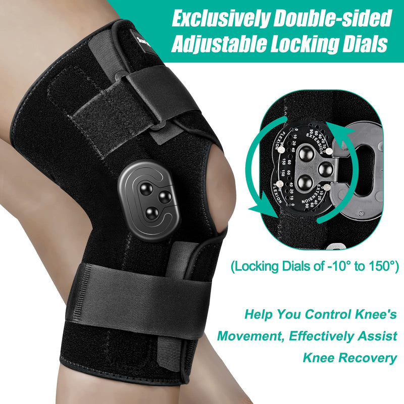 [Australia] - NEENCA Hinged Knee Brace, Adjustable Knee Immobilizer with Side Stabilizers of Locking Dials, Medical ROM Knee Brace Support for Knee Pain, Arthritis, ACL,PCL, Meniscus Tear, Injuries/Post OP Recovery 