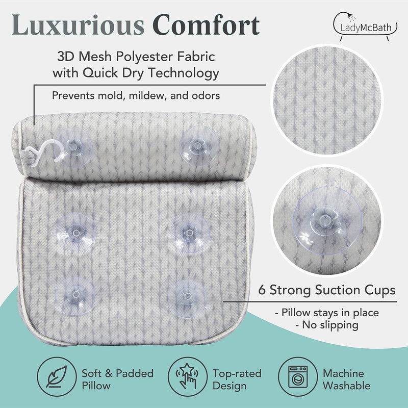 [Australia] - Luxurious Bath Pillow by Lady McBath (Grey) Gray 