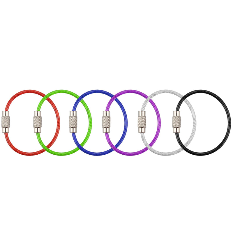 [Australia] - Keychain, Wisdompro 12 Pack of 4.3 Inches Stainless Steel Wire Ring 2mm Cable Loop Rings for Hanging Luggage Tag, Keys and ID Tag Keepers - MultiColor 6-color 4.3" 12Pack 