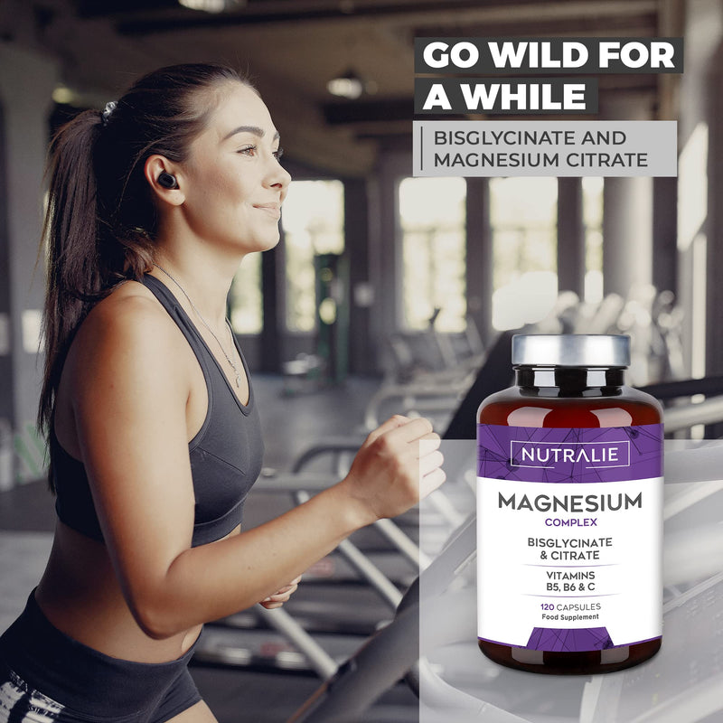 [Australia] - Magnesium Glycinate Complex - 2145mg Bisglycinate + Citrate Magnesium Supplements - Vitamins C B5 B6 - High Strenght Chelated Magnesium - 120 Capsules Nutralie 