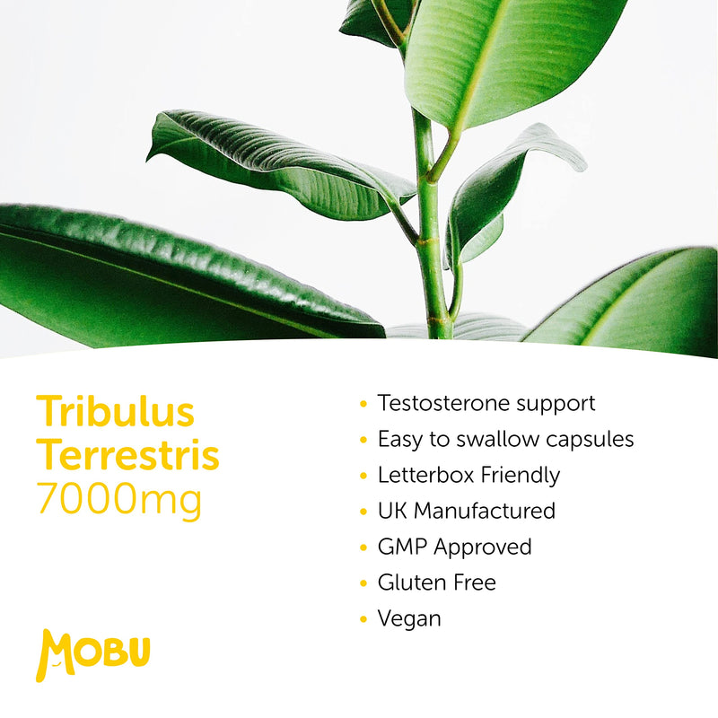 [Australia] - Tribulus Terrestris Extract 7000mg 120 Capsules | Testosterone Supplement | 95% Saponin | Natural Test Booster for Men | Vegan UK Made | GMP Approved | MOBU 