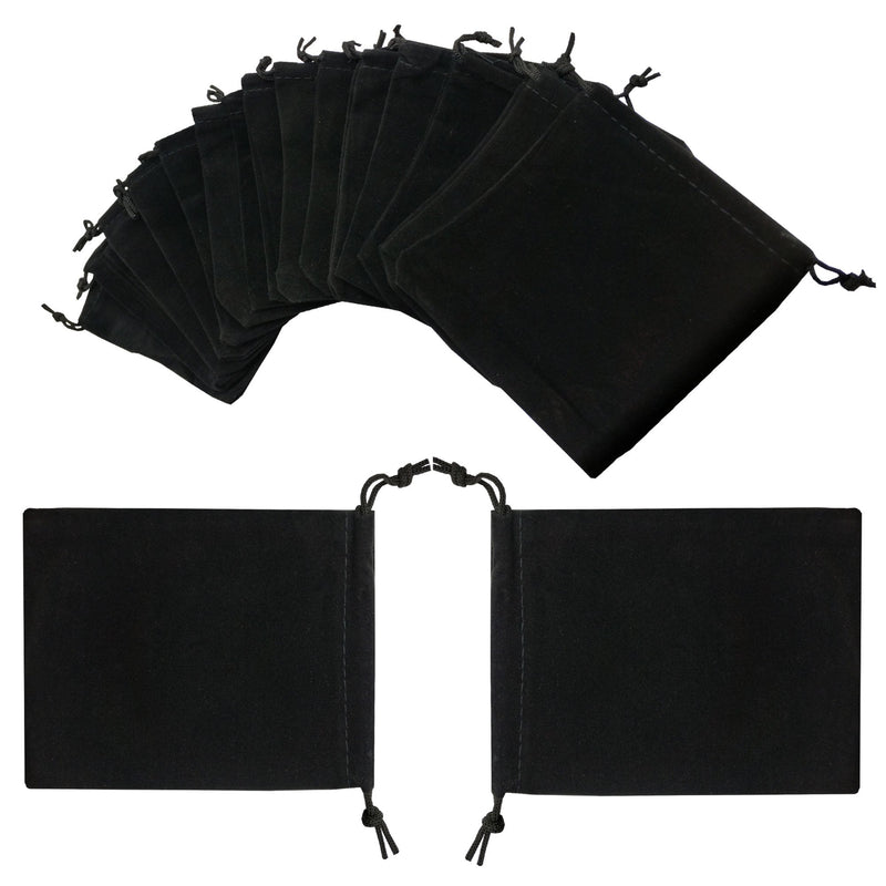 [Australia] - Ankirol 50pcs Velvet Drawstring Bags Jewelry Bags Pouches (Black, 4" X 4.7") Black 4" X 4.7" 