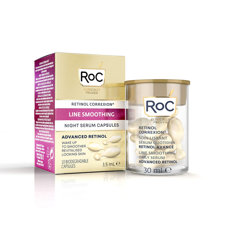 [Australia] - RoC - Retinol Correxion Line Smoothing Night Serum - Anti Wrinkle and Ageing - Firming Moisturiser - Trial Pack - Capsules 10-Piece 10 Count (Pack of 1) 