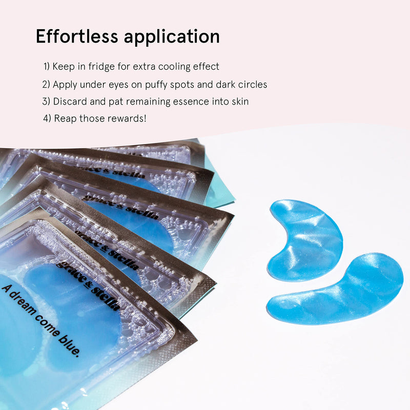 [Australia] - Under Eye Mask - Reduce Dark Circles, Puffy Eyes, Undereye Bags, Wrinkles - Gel Under Eye Patches, Vegan Cruelty-Free Self Care by grace and stella (24 Pairs, Blue) 24 Pairs 