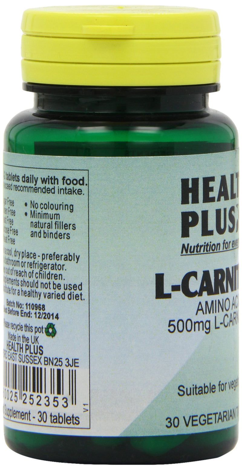 [Australia] - Health Plus L-Carnitine 500mg Energy and Weight Control Supplement - 30 Tablets 