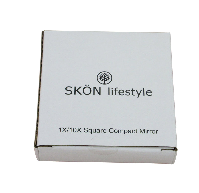[Australia] - SKÖN lifestyle - Missy 10X/1X Personal Compact Glass Mirror - Strong 10X magnification and traditional 1X mirror, Full 180 degree opening, Effortless magnetic closure and opening - White 
