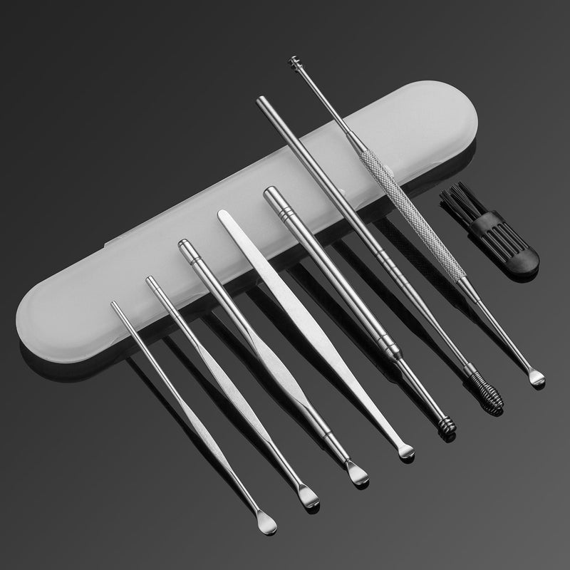 [Australia] - 8 Pcs Ear Pick Earwax Removal Kit, Geengle Ear Cleansing Tool Set, Ear Curette Ear Wax Remover Tool with a Cleaning Brush and Storage Box 