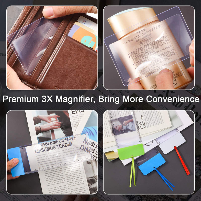 [Australia] - 12 Pieces 3X Magnifying Sheet Set Include 6 Page Magnifier Fresnel Lens Page Magnifying Glass 3 Card Magnifiers 3 Bookmark Magnifiers for Reading Small Prints Books Maps 