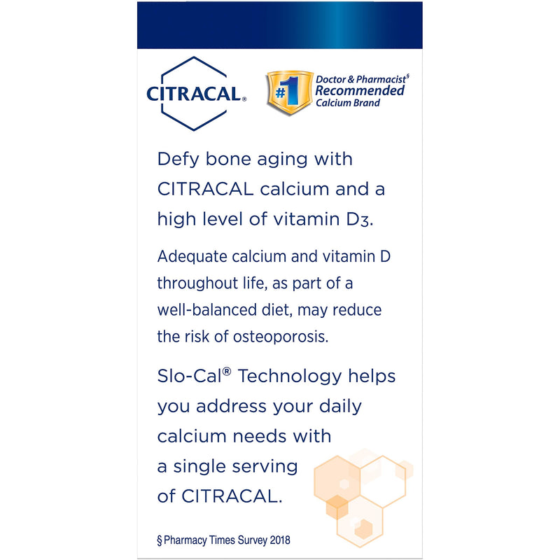 [Australia] - Citracal Slow Release 1200, 1200 mg Calcium Citrate and Calcium Carbonate Blend with 1000 IU Vitamin D3, Bone Health Supplement for Adults, Once Daily Caplets, 80 Count 