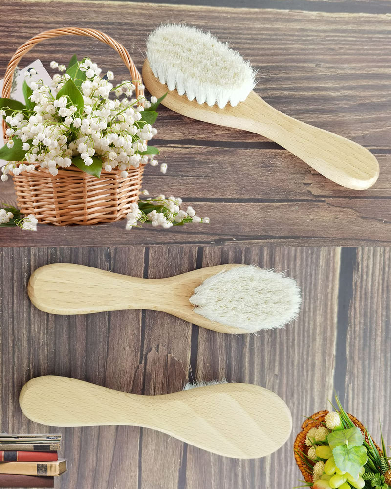 [Australia] - Molylove Baby Hair Brush with Wooden Handle and Super Soft Goat Bristles for Newborns & Toddlers 