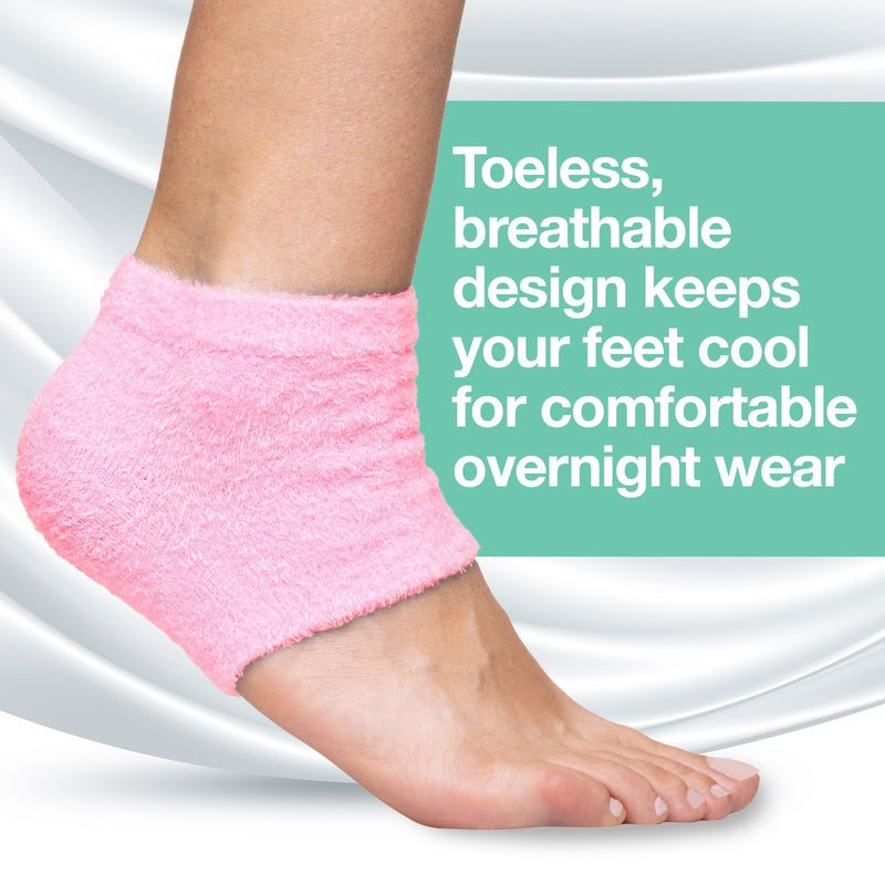 [Australia] - ZenToes Moisturizing Heel Socks 2 Pairs Gel Lined Fuzzy Toeless Spa Socks to Heal and Treat Dry, Cracked Heels While You Sleep (Regular, Pink) 2 Pair (Pack of 1) 