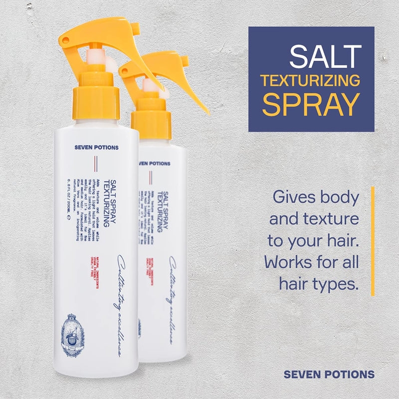 [Australia] - Seven Potions Texturizing Salt Spray for Men's Hair — Natural, Water-Based, Matte Finish, Texturized Hold for Volume, Plus Great Styling Product Primer — Natural, Vegan, Cruelty Free (200ml) 