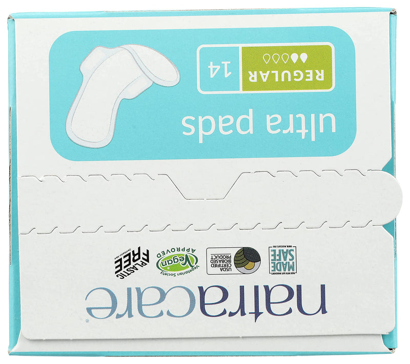 [Australia] - Natracare Slim Fitting Ultra Pads with Wings, Regular, Made with Certified Organic Cotton, Ecologically Certified Cellulose Pulp and Plant Starch (1 Pack, 14 Pads Total)… 