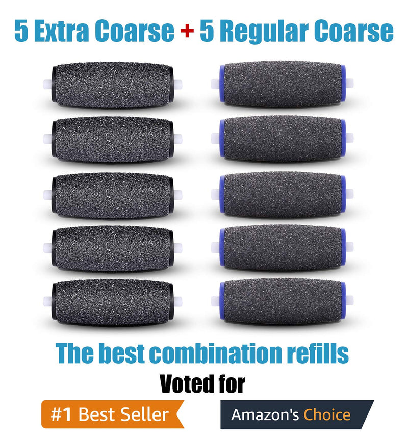 [Australia] - Premium 5 Extra Coarse & 5 Regular Coarse Replacement Refill Roller for Amope Pedi Refills Electronic Perfect Foot File 5 Black Extra & 5 Blue Regular Coarse 