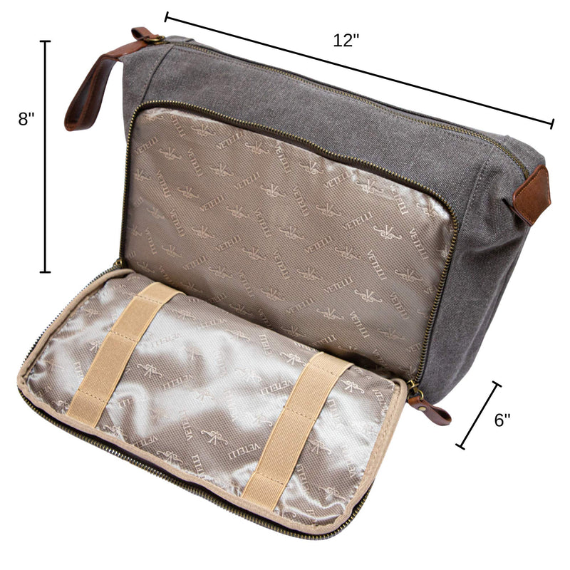 [Australia] - Vetelli Messner Vintage Canvas Toiletry Bag, Travel In Style, Waterproof Canvas Dopp Kits, Durable 